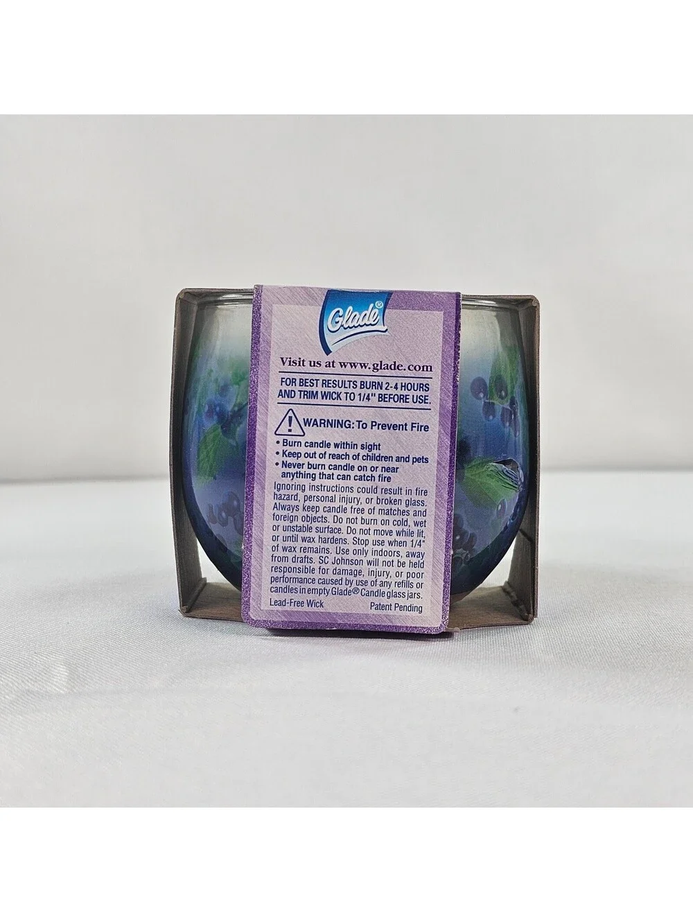 Glade Mountain Berry Scented Candle 4 oz Jar Blue Purple Vintage SC Discontinued